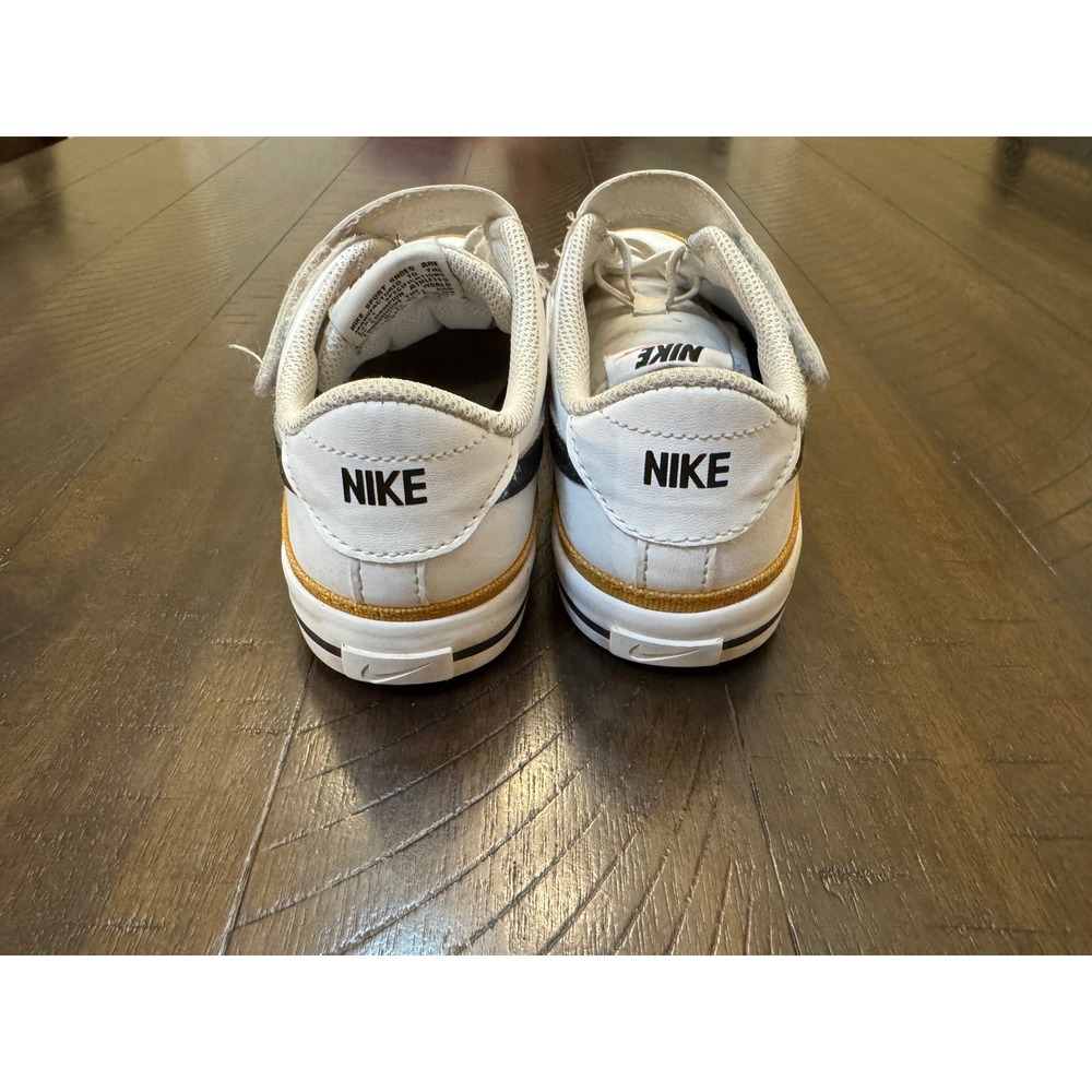 Nike Court Legacy Kids White Black Mustard Leather Sneakers Size 3Y Boys - Picture 4 of 7